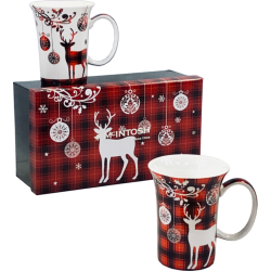 McIntosh Fine Bone China - Holiday Reindeer Mug Pair